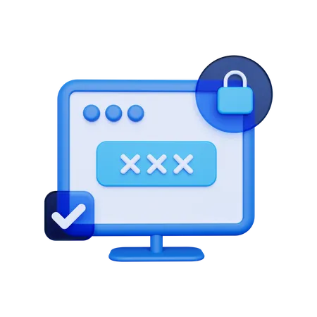 Login Security  3D Illustration