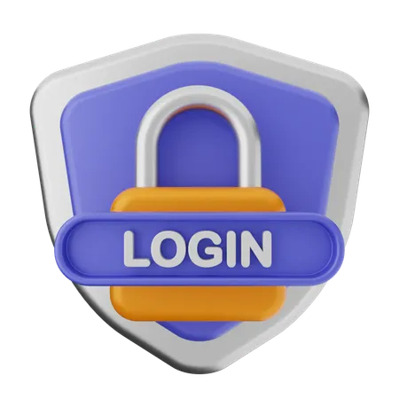 Login Shield Protection  3D Icon