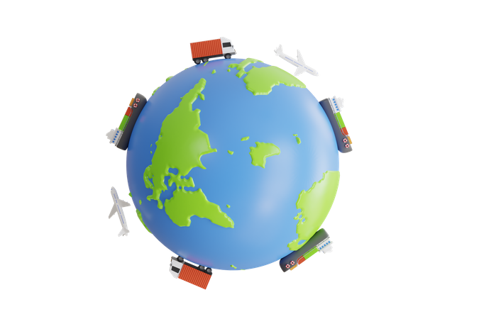 Logística mundial, serviço de entrega internacional  3D Icon