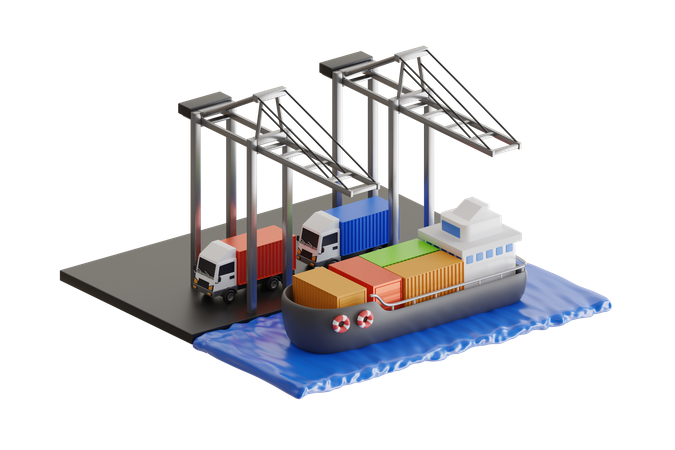 Logistics distribution of containers cargo freight ships  3D Illustration