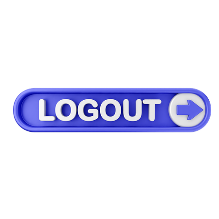 Logout Text Button  3D Icon