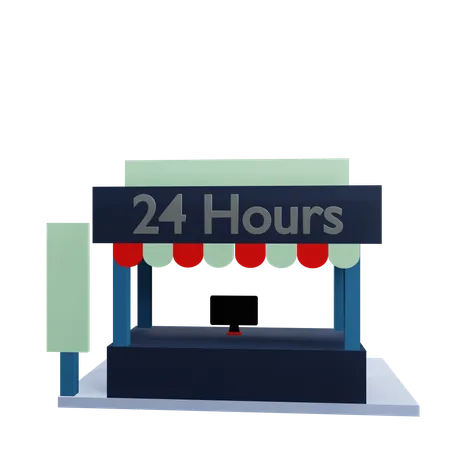 Loja aberta 24 horas  3D Icon
