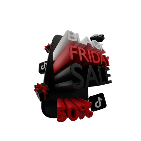 Loja Black Friday com logotipo tiktok  3D Icon