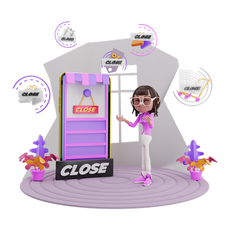 Loja comercial fechada  3D Icon
