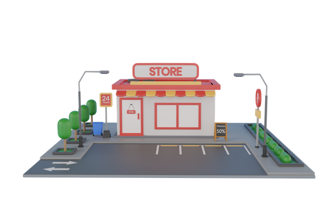 Loja de compras  3D Illustration