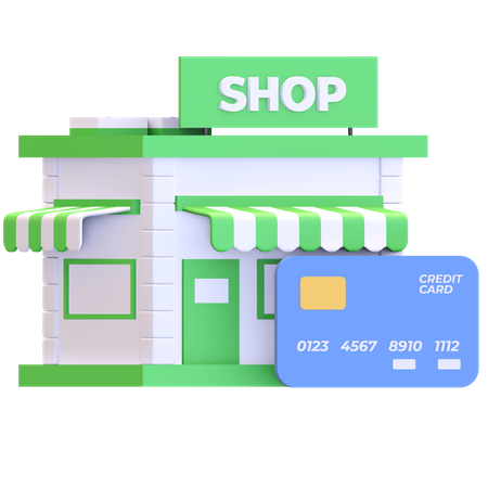 Loja de pagamento com cartão de crédito  3D Illustration