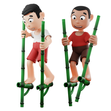 Lomba balap egrang  3D Icon