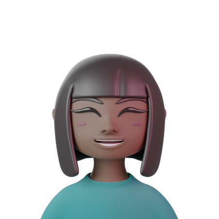 Long bob com franja reta feminino  3D Icon