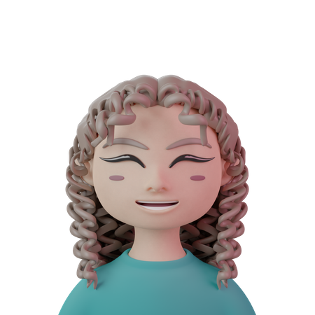 Long Curly Hair With Bangs Women  3D Icon