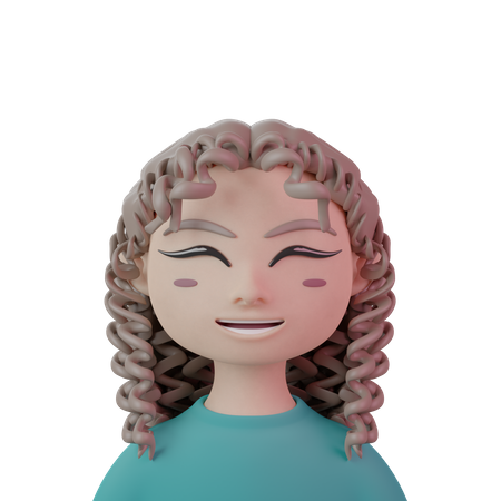 Long Curly Hair With Bangs Women 3D Icon