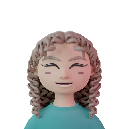 Long Curly Hair With Bangs Women  3D Icon