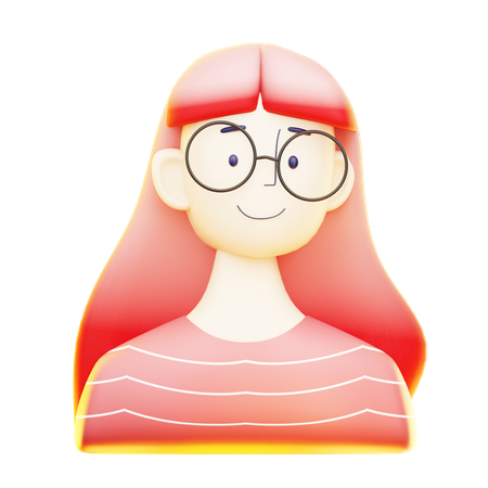 長い髪の女の子  3D Icon