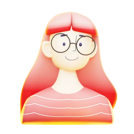 長い髪の女の子  3D Icon