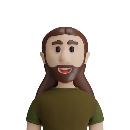 Long Hair Man  3D Icon