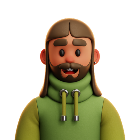 LONG HAIR MAN  3D Icon