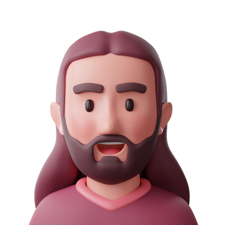 Long Hair Man  3D Icon