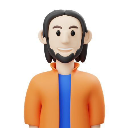 Long Hair Men  3D Icon