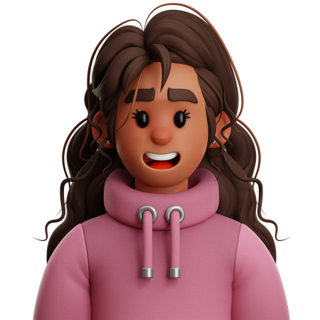 LONG HAIR WOMAN  3D Icon