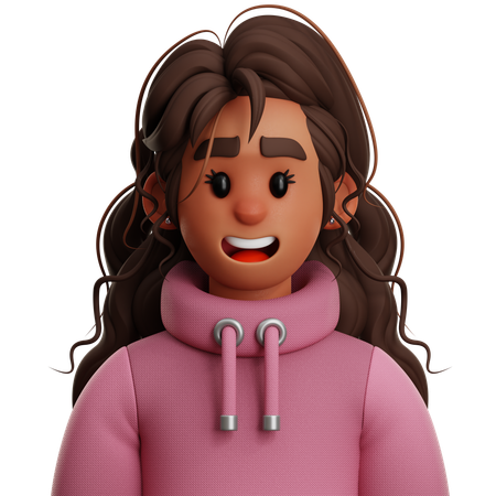 LONG HAIR WOMAN  3D Icon