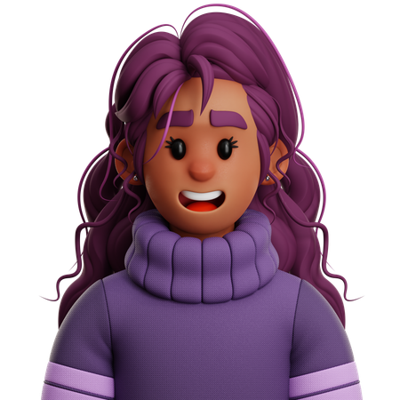 LONG HAIR WOMAN  3D Icon