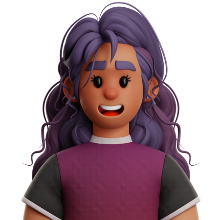 LONG HAIR WOMAN  3D Icon