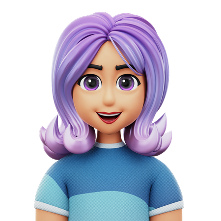 Long Hair Woman  3D Icon