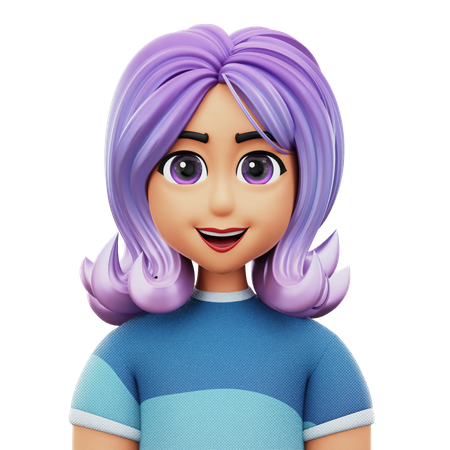 Long Hair Woman  3D Icon