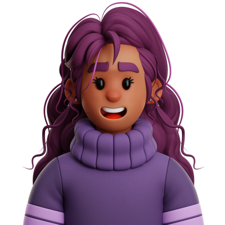 LONG HAIR WOMAN  3D Icon