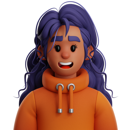 長い髪の女性  3D Icon