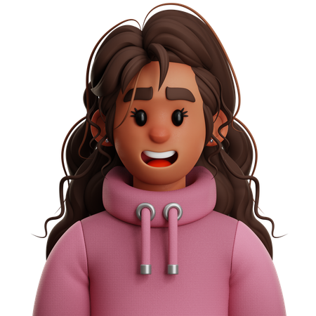 Long Hair Woman  3D Icon
