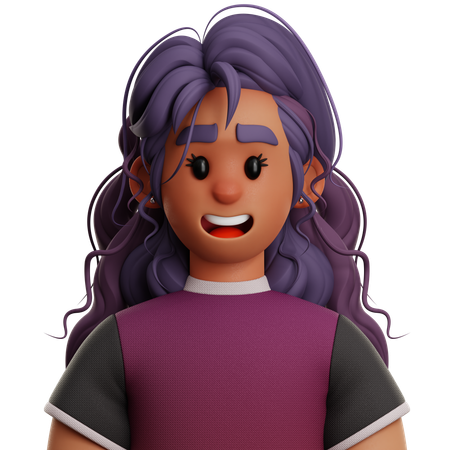 Long Hair Woman  3D Icon