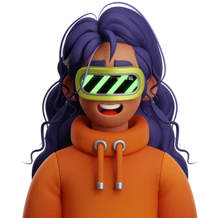 LONG HAIR WOMAN WITH VR  3D Icon