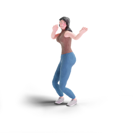 Long haired girl dance  3D Illustration