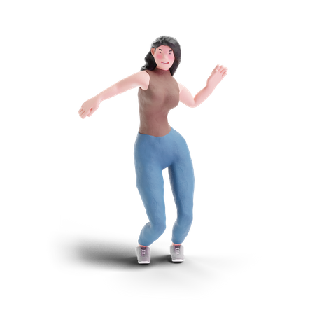 Long haired girl dancing  3D Icon