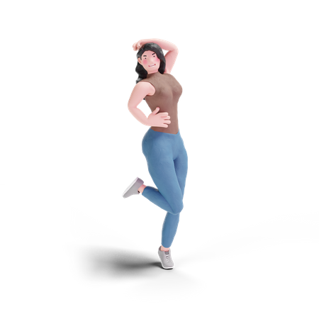 Long haired girl feminine posing  3D Icon