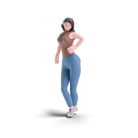 Long haired girl standing pose  3D Icon