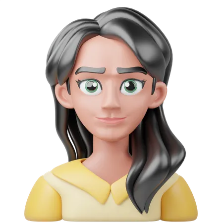 長髪の女の子  3D Icon