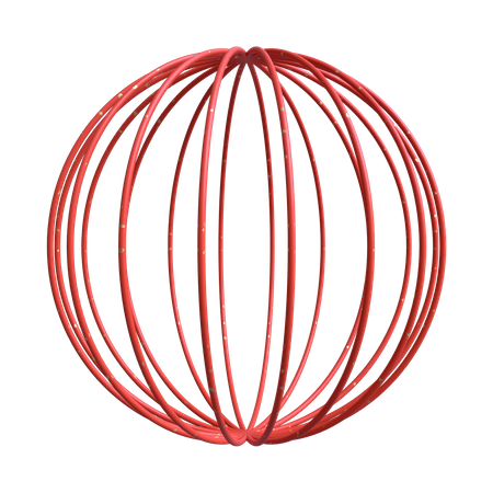 Longitudinal Wireframe Sphere  3D Illustration