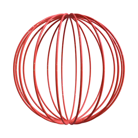 Longitudinal Wireframe Sphere  3D Illustration