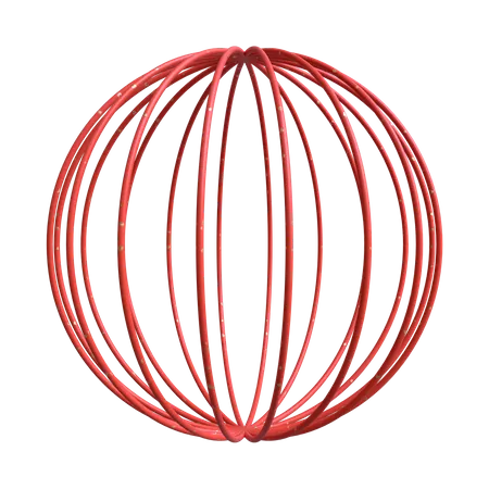 Longitudinal Wireframe Sphere 3D Illustration