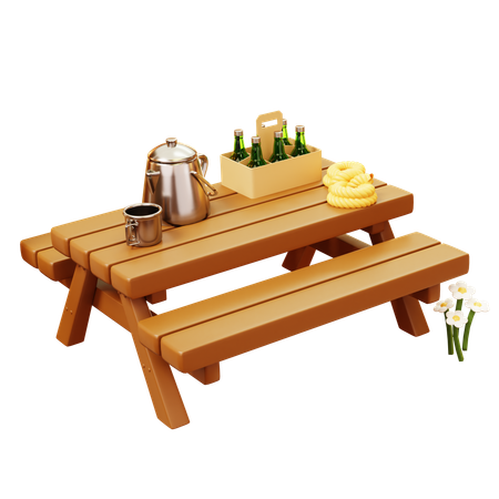 Longue table en bois  3D Icon