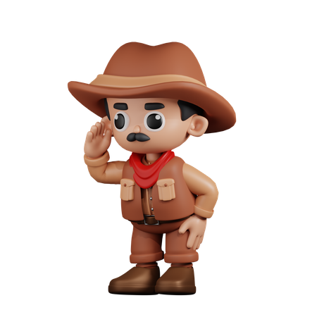 Cowboy regardant  3D Illustration