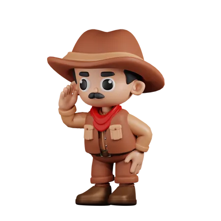 Cowboy regardant  3D Illustration