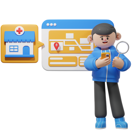 Looking for Nearest Health Store  3D Icon