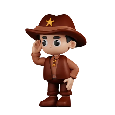 Looking Sheriff  3D Illustration