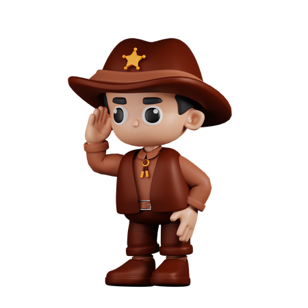 Looking Sheriff  3D Illustration