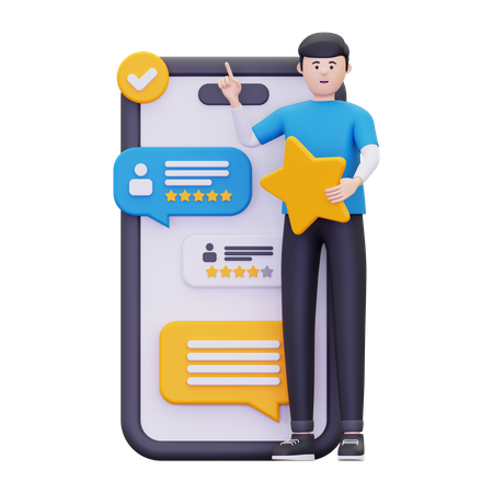 Los hombres dan reseñas en línea  3D Icon
