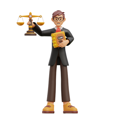 Los hombres traen justicia y libros  3D Icon
