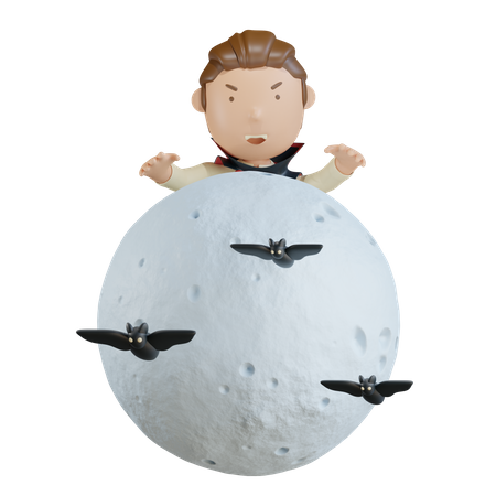 Los vampiros salen detrás de la luna  3D Icon
