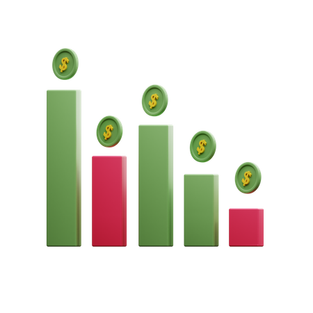 Loss Bar Chart  3D Icon